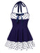 [Pre-Vendita] Costume con Gonna Marrone a Pois Patchwork Halter Anni '40 3