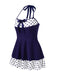 [Prevendita] Costumi intero a pois con scollo all'americana blu anni '40