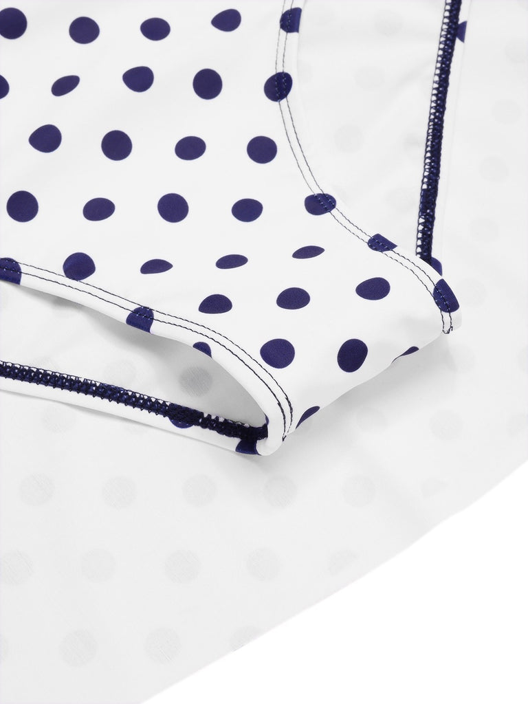 Costumi intero a pois con scollo all'americana blu anni '40