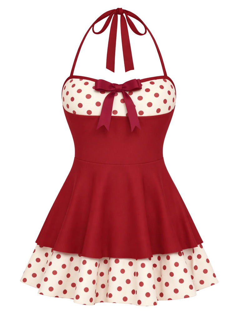 Costumi intero a pois con scollo all'americana blu anni '40