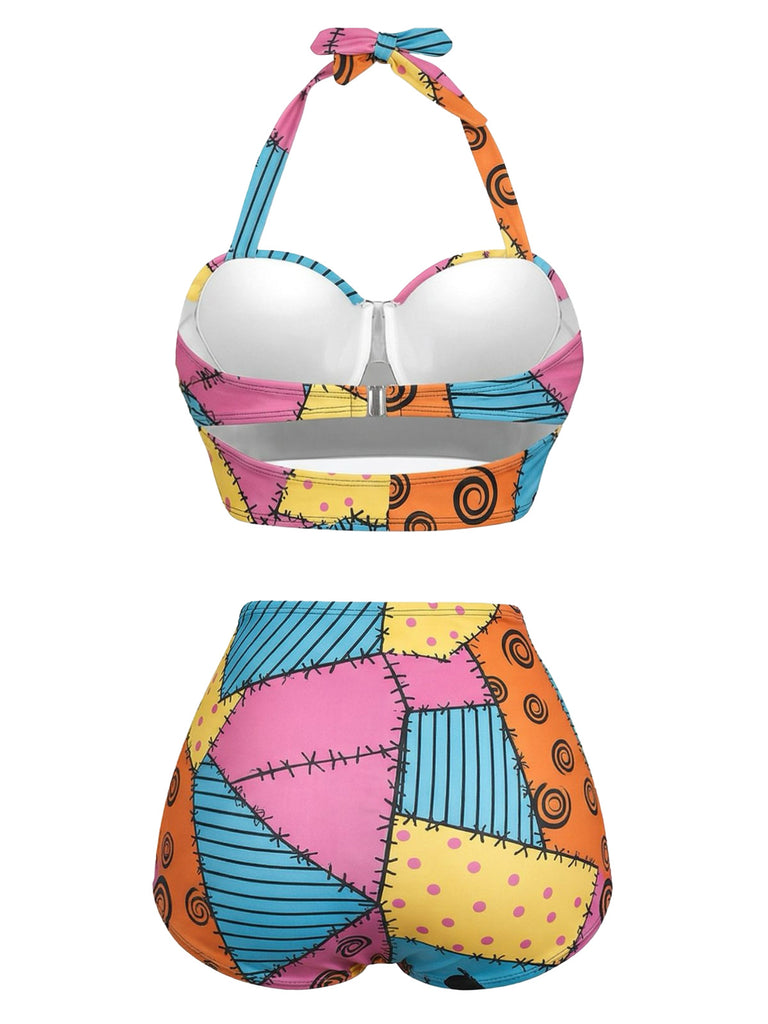 Costumi con stampa floreale e lacci nero anni '50