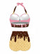 Bikini cono gelato con scollo all'americanae bianco anni '70