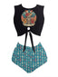 [Prevendita] Set tankini con spiaggia e scheletro blu anni '80