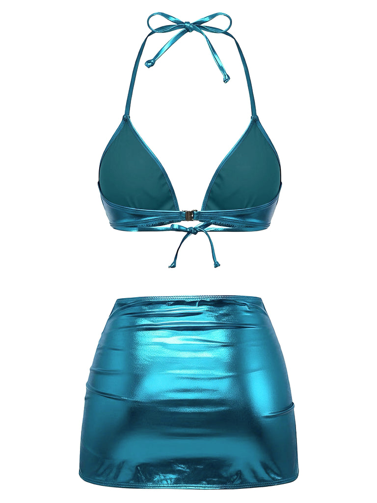 Bikini metallizzato con scollo all'americana anni '70