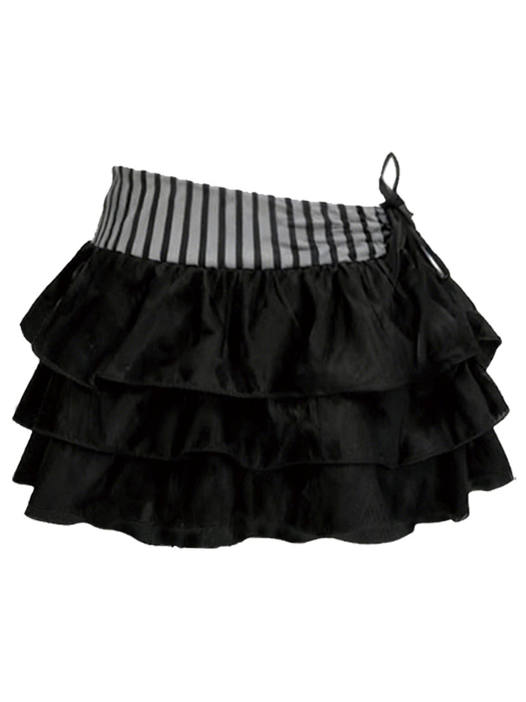 [Prevendita] 2PCS Bikini a righe e copricostume a balze grigio anni '60