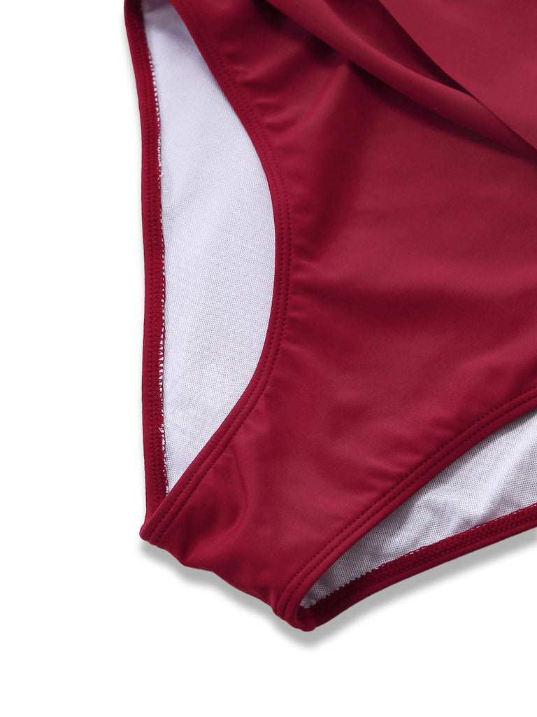 Costumi intero con scollo a V profondo e arricciato anni '40