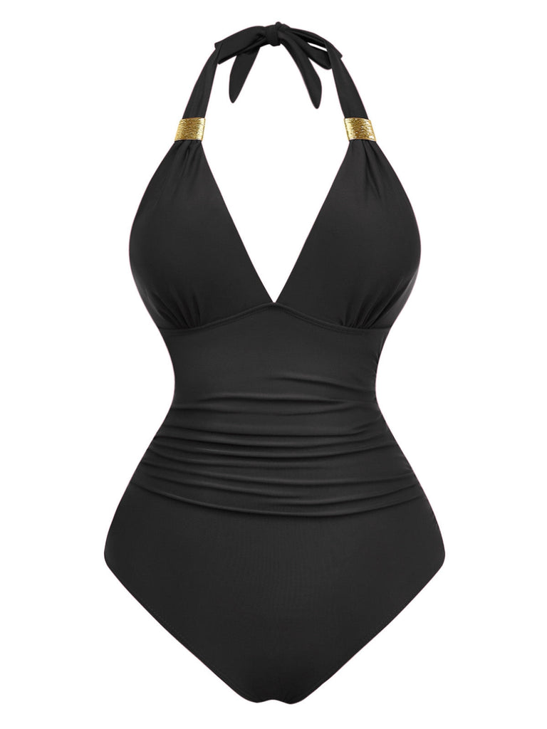 Costumi intero con volant e scollo a V profondo anni '40