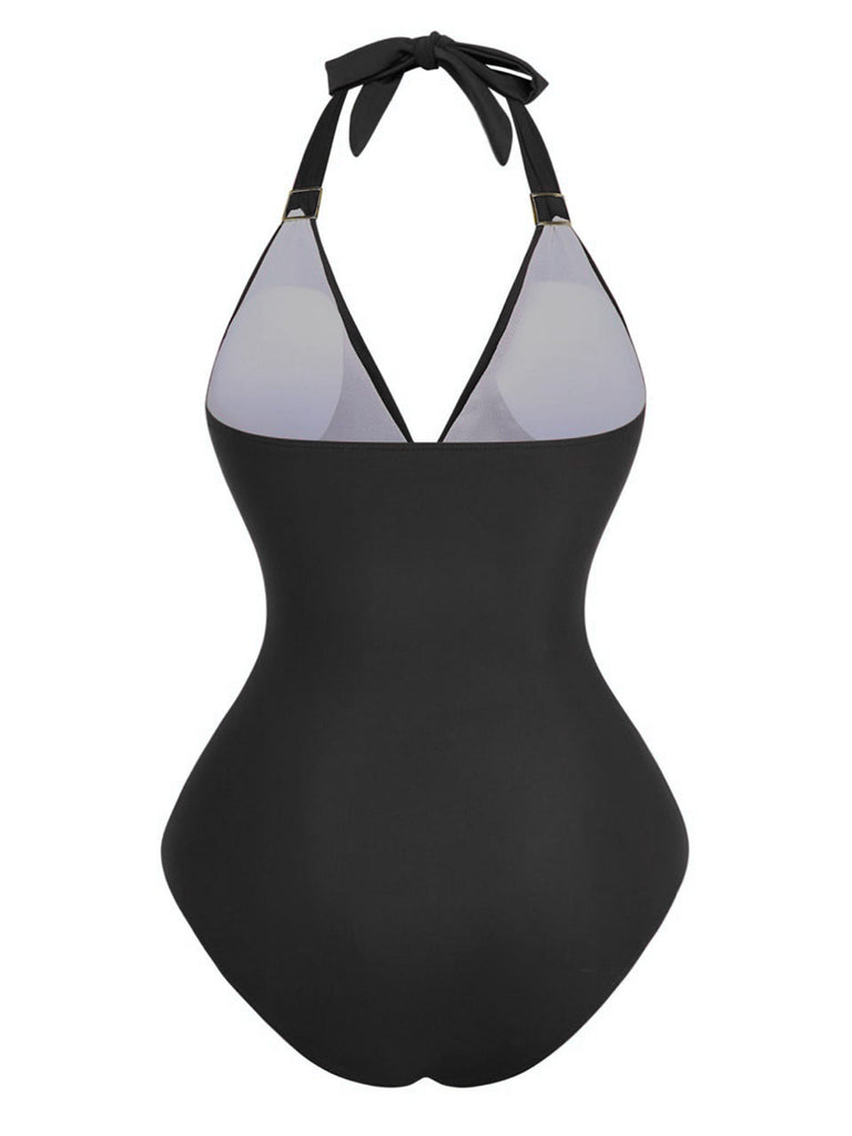 Costumi intero con volant e scollo a V profondo anni '40