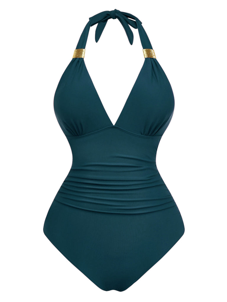 Costumi intero con volant e scollo a V profondo anni '40