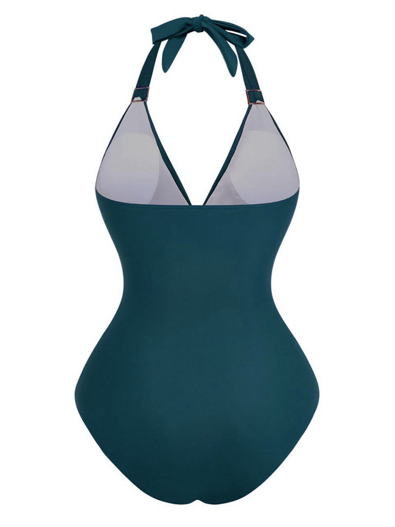 Costumi intero con volant e scollo a V profondo anni '40