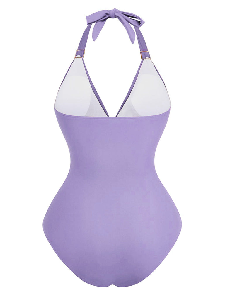 Costumi intero con volant e scollo a V profondo anni '40