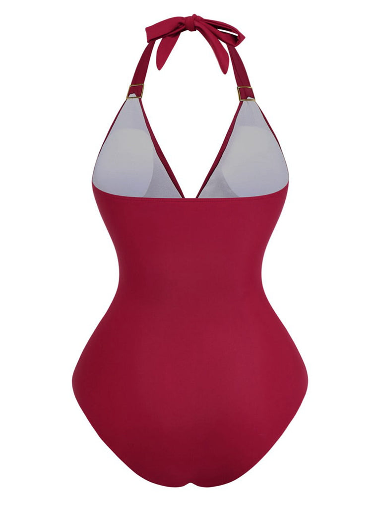 Costumi intero con volant e scollo a V profondo anni '40