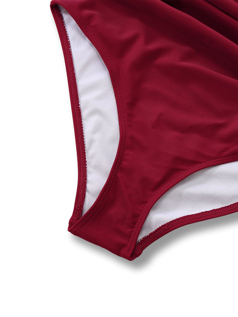 Costumi intero con volant e scollo a V profondo anni '40