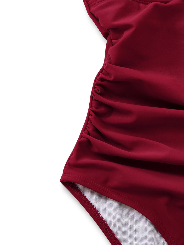 Costumi intero con volant e scollo a V profondo anni '40