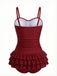 Costumi intero con volant rosso anni '50