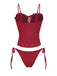 Tankini rosso anni '60 con volant e ricami