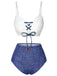 Bikini blu anni '40 effetto denim con spalline sottili