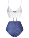 Bikini blu anni '40 effetto denim con spalline sottili