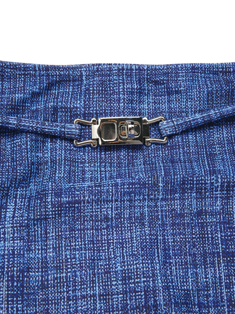 Bikini blu anni '40 effetto denim con spalline sottili