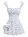 Costumi bianco anni '70 floreale a volant e scollo quadrato