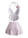 Costume da Bagno Halter con Paillettes 3D Floreale Buckle-Detail Anni '80 3