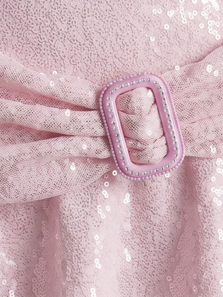 Costumi Anni '80 Paillettes 3D Floreale e Dettaglio Fibbia