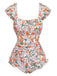 Costume Intero a Fiori con Maniche a Aletta e Volant Anni '50 2