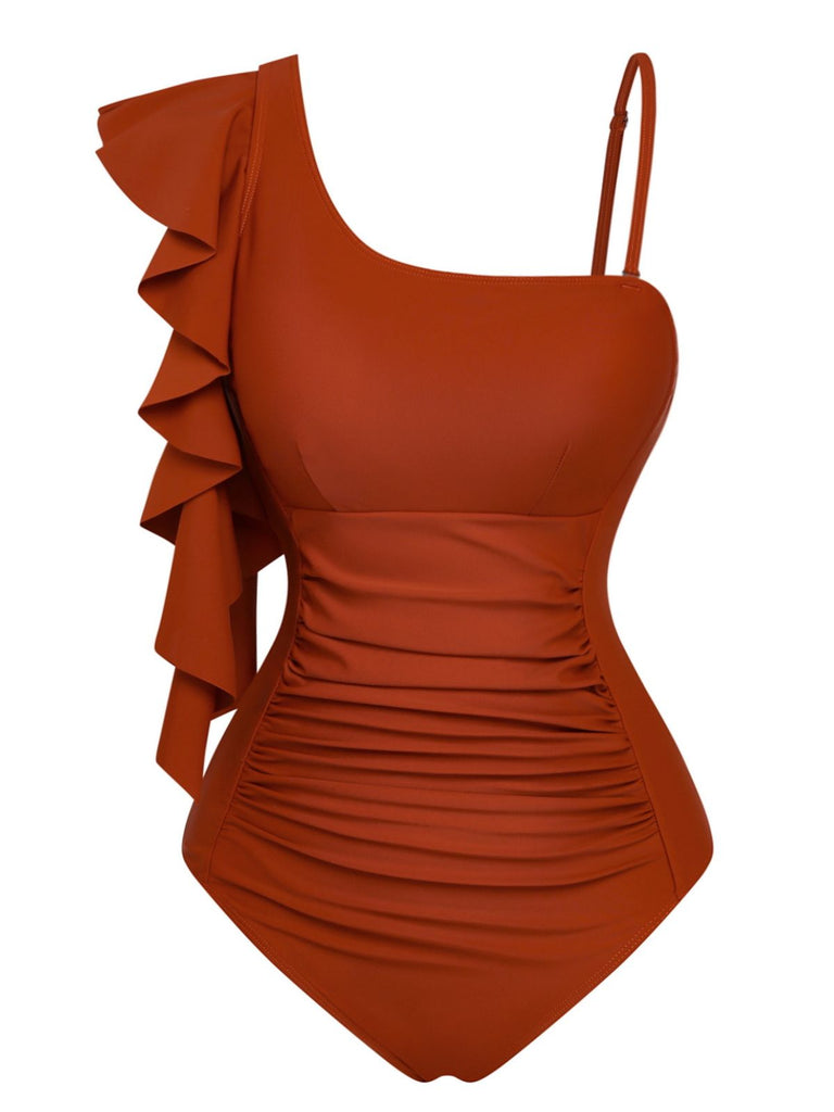 Costume Intero con Scollo Asimmetrico e Volant Anni '40 2