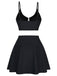 Set Tankini Nero a Fiori con Fibbia in Metallo Anni '40 3
