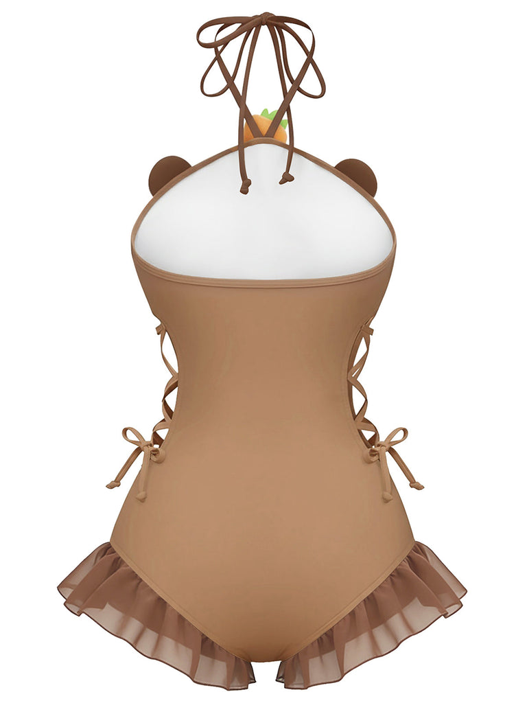 [Prevendita] Costumi intero con stampa capibara marrone anni '60