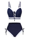 [Prevendita] Bikini a righe stile nautico con lacci blu anni '40