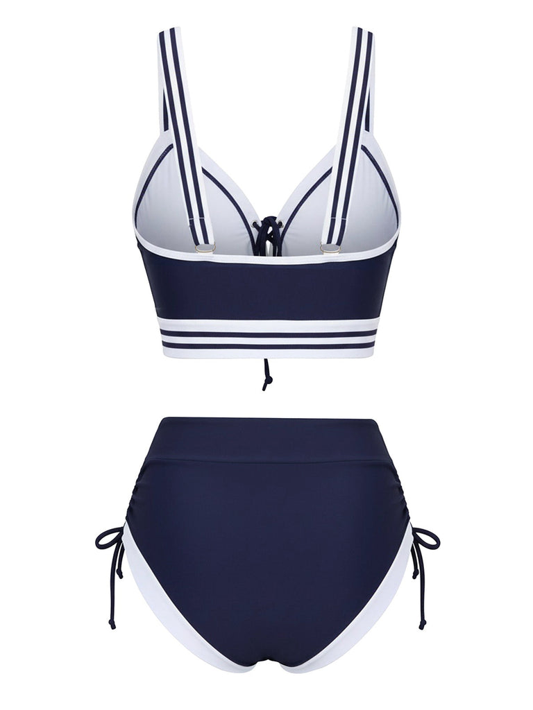 [Prevendita] Bikini a righe stile nautico con lacci blu anni '40