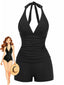 Set Tankini Anni '40 con Scollo All'americana e Pantaloncino