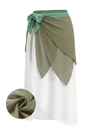 [Pre-Vendita] Pareo in Voile a Strati con Vita Annodata Verde Chartreuse Anni '70