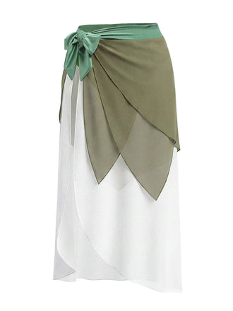 [Pre-Vendita] Pareo in Voile a Strati con Vita Annodata Verde Chartreuse Anni '70 2