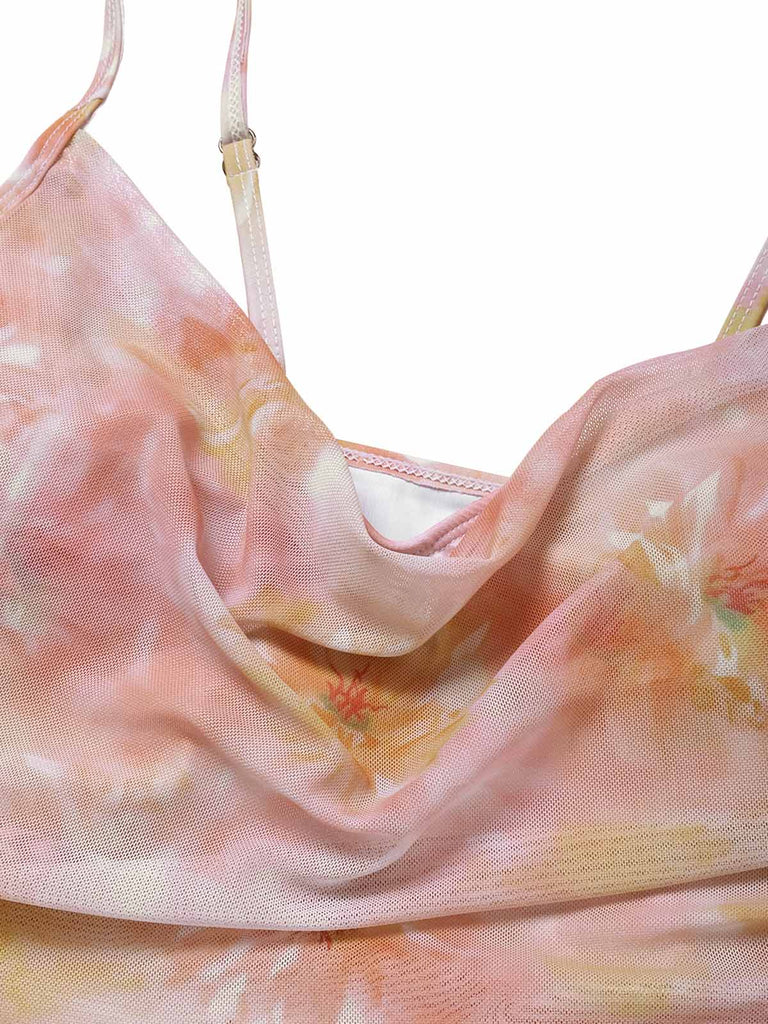 [Prevendita] Costume da Bagno 3PCS Floreale in Rete Cowl Neck Anni '50 6
