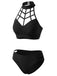 [Prevendita] Costume da Bagno a Gabbia Halter Gotico con Cut-Out - Nero Anni '70 3