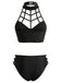 [Prevendita] Costume da Bagno a Gabbia Halter Gotico con Cut-Out - Nero Anni '70 4