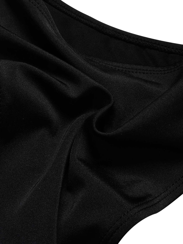 [Prevendita] Costume da Bagno a Gabbia Halter Gotico con Cut-Out - Nero Anni '70 6