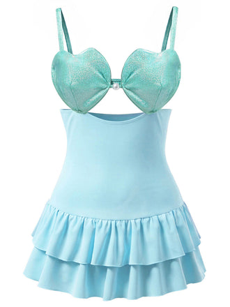 [Prevendita] Swimdress Azzurro con Intaglio a Cuore Anni '40 2