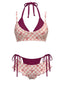 [Prevendita] Set Bikini Viola Anni '50 a Quadri con Fiocco e Doppio Strato