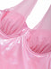 [Prevendita] Costume da Bagno Y2K Shiny in Rete Halter Patchwork - Rosa Pesca 5
