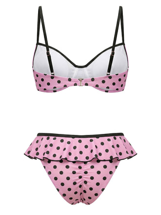 [Prevendita] Costume da Bagno a Pois - Rosa Pesca Anni '40 2