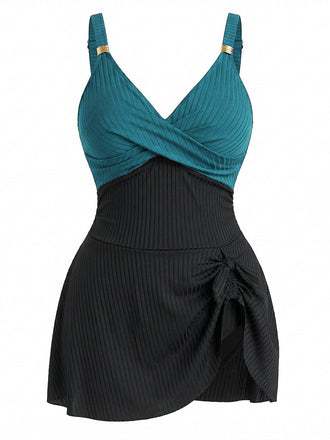 1930s Plus Size Ruched One-Piece Swimsuit 10
