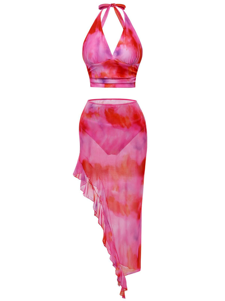 Pink 1950s Gradient Ombre Tankini Set