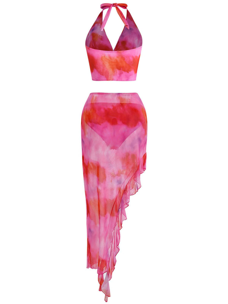 Pink 1950s Gradient Ombre Tankini Set 2