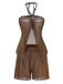 Brown 1940s Halter Solid Bikini & Cover Up Set 2