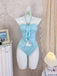 Sky Blue 1950s Halter Ruffle Bow Tankini Set 4
