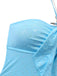 Sky Blue 1950s Halter Ruffle Bow Tankini Set 9