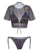 Costume da Bagno 2PCS Nero Camo & in Rete Crop Anni '60